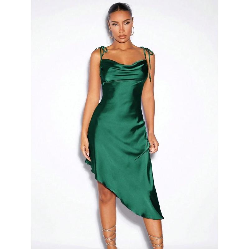 Damen Satinkleid Frühling und Sommer Abendkleid Sexy Kleider