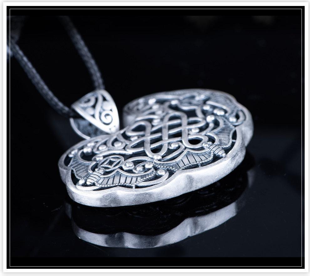 Sterling Silver Bat & Longevity Lock Pendant Necklace for Men & Women - Retro Sweater Chain Full Moon Gift