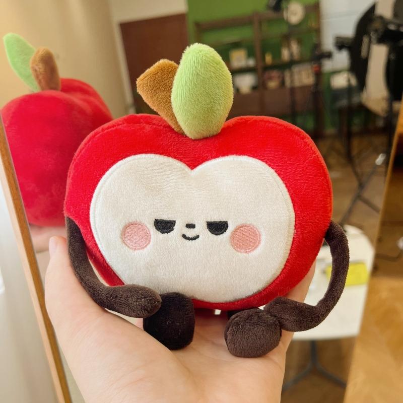 Hra Láska a Deepspace Plyšové panenky jablka Plněné figurky Hračky Sběratelský dárek Kreslený styl Ovocná panenka Dekorace do auta/pokoje