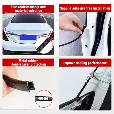5/10M with Steel Disc Car Door Anti Collision Strip Bumper Trim Edge Scratch Protector Strip Sealing Guard Styling Car Decor