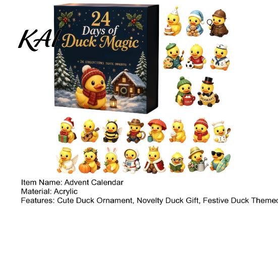 Duck Advent Calendar Calendar, 24-Day Christmas Countdown Box with Cute Acrylic Novelty Gift for Adults Kids Toy, Tree Hanging Decor, Holiday