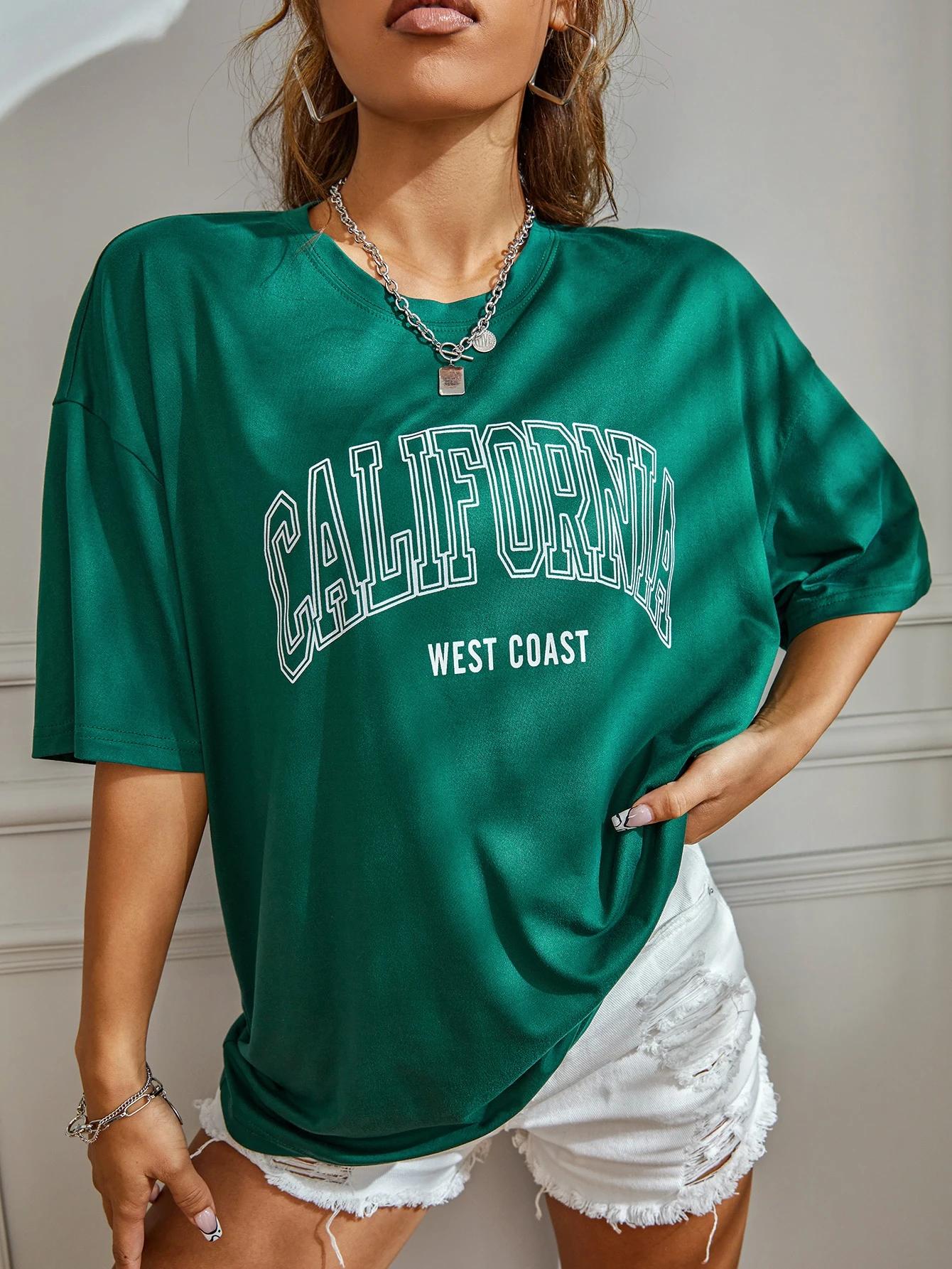

Women Summer T Shirt California West Coast Graphic Tee Casual Short Sleeve Crewneck Top Vintage Style Fashion Streetwear S