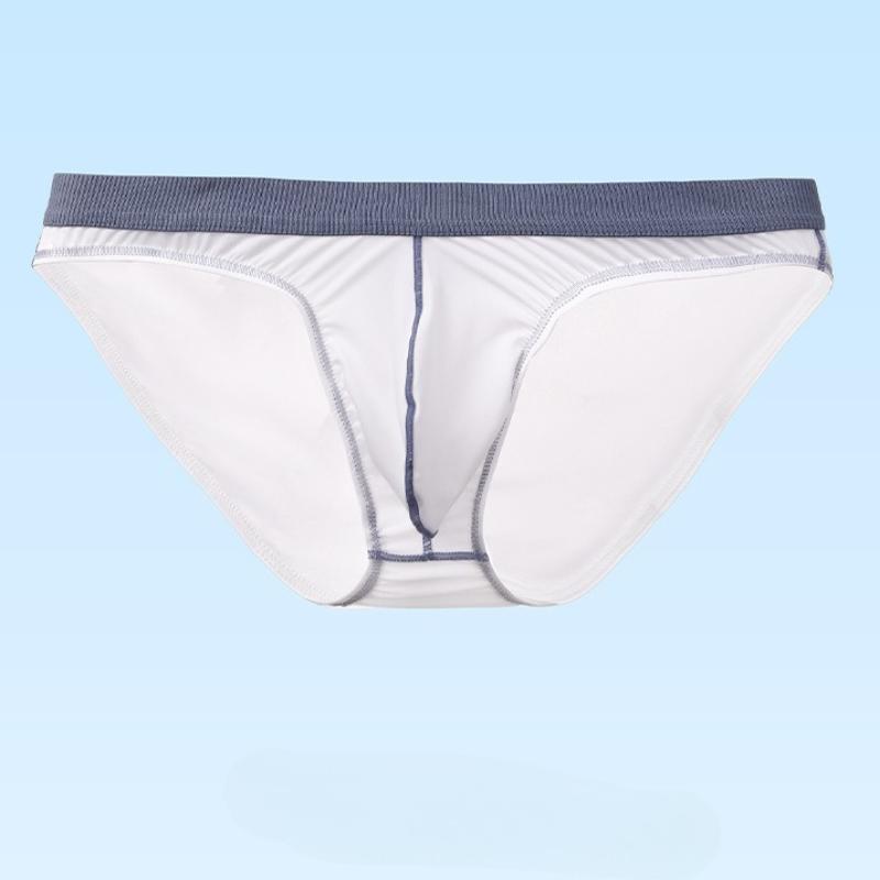 Men Sexy Underwear Low Waist Bulge Pouch Panties Breathable Underpants Ice Silk Comfort Soft Briefs Transparent Men'S Briefs