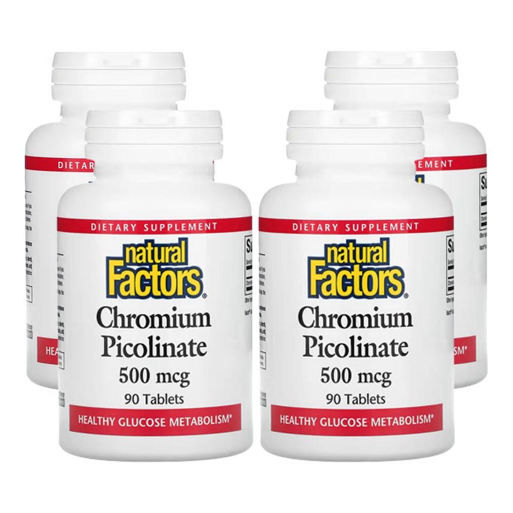 Natural Factors Chromium Phytolinate 500mcg 90 Tablets 4 pcs