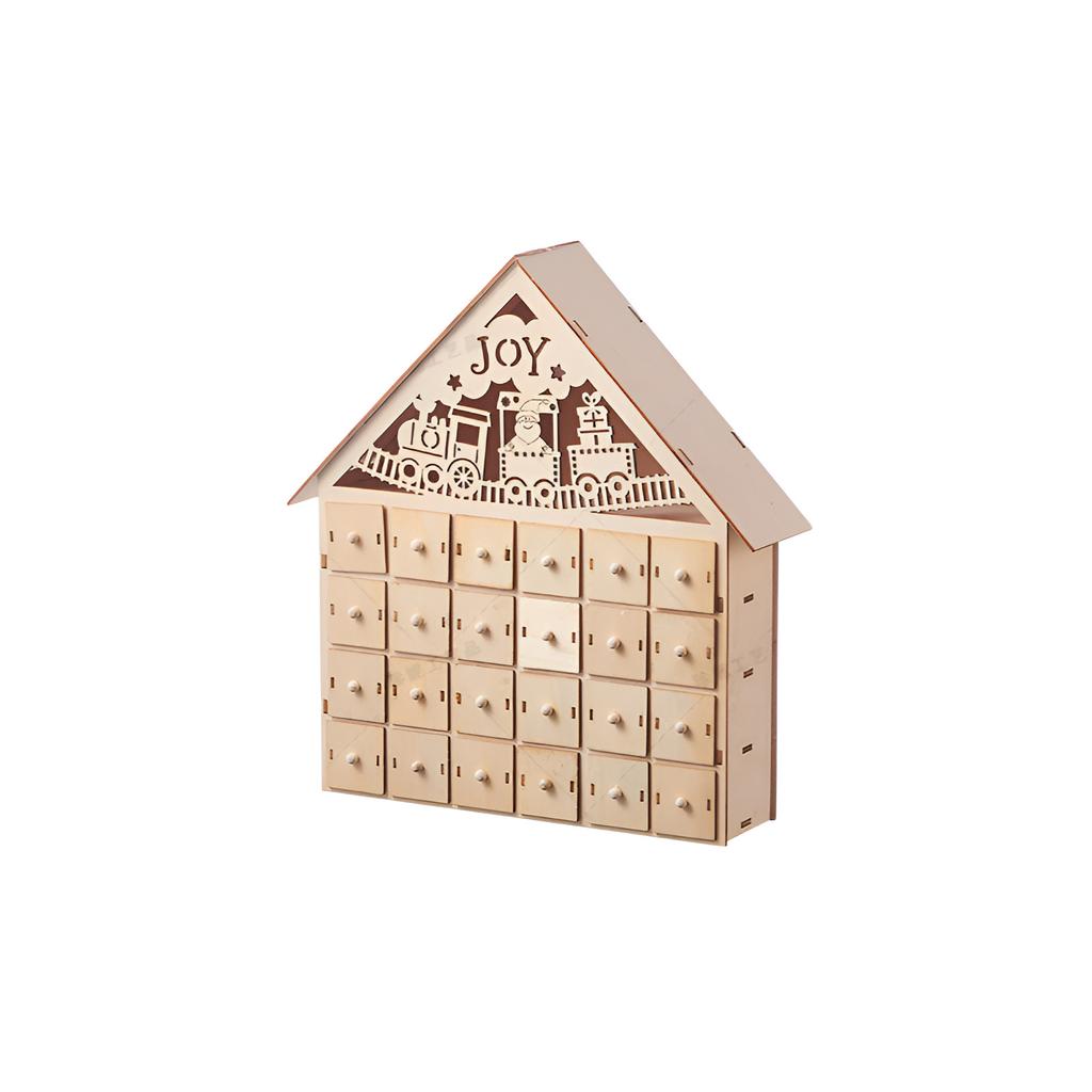 Advent calendar wooden luminous Christmas decoration LED light 24-day countdown calendar ornaments c