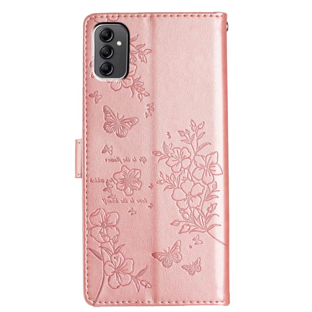 Für Samsung Galaxy A14 5G Handyhülle Schmetterling Floral Prägung Leder Flip Cover mit Brieftasche