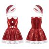 Kids Sleeveless Sequins Christmas Costume Girls Cosplay Party Fancy Dress Up Stage Performance Xmas Clothes