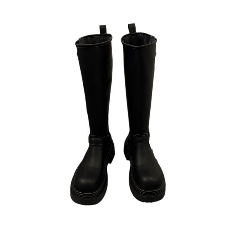 Versatile Thick-heeled High Boots for Women 2025 Autumn and Winter New Belt Buckle Brown Small Thick-soled Boots Knight Boots for Women