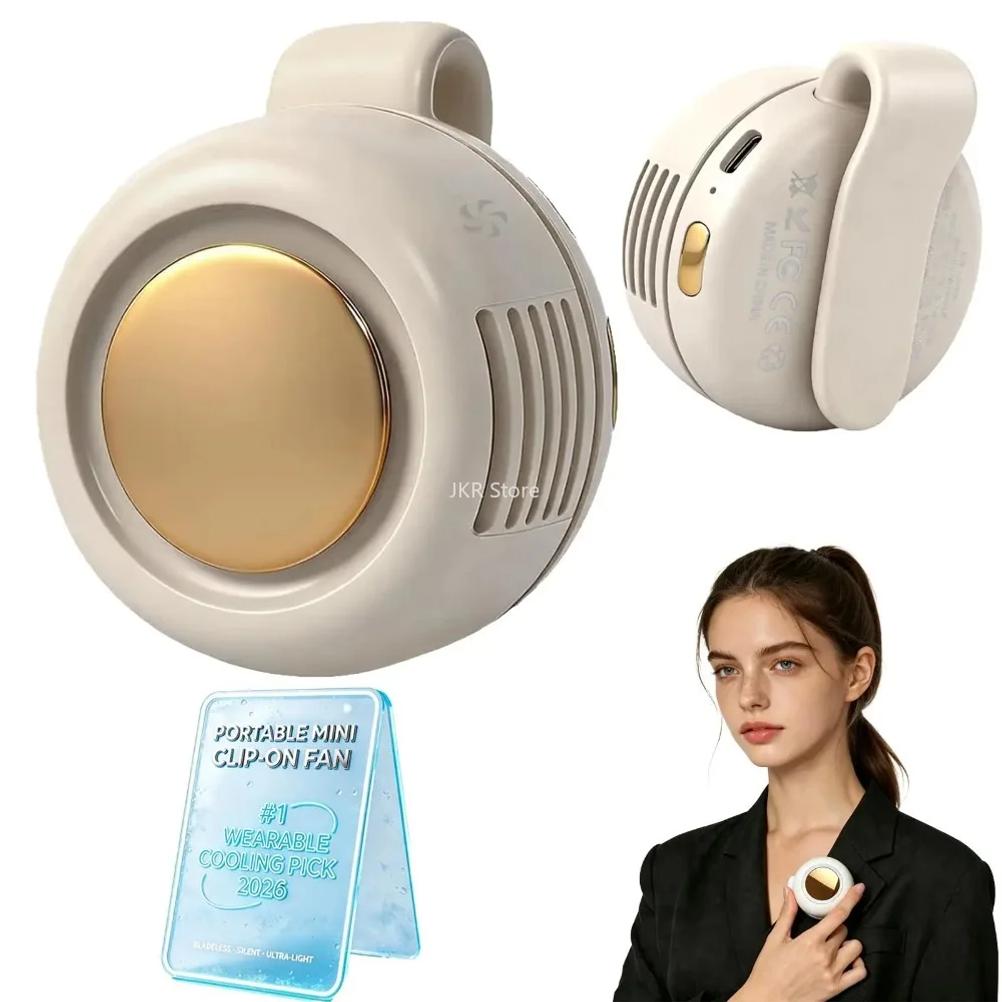 Portable Clip On Mini Bladeless Fan Silent Electric Waist Shirt Fan 3 Speed Adjustable for Outdoor Camping Travel Cooling Use
