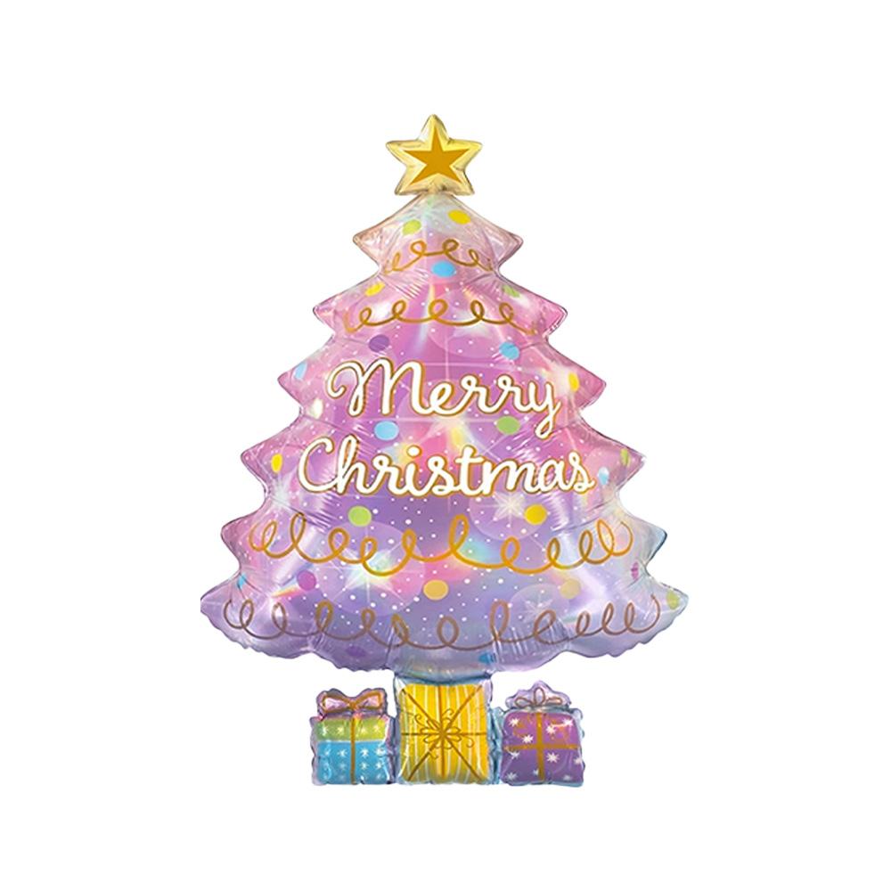 20 Merry Christmas Tree Foil Balloons for 2025 Christmas Decor розовый