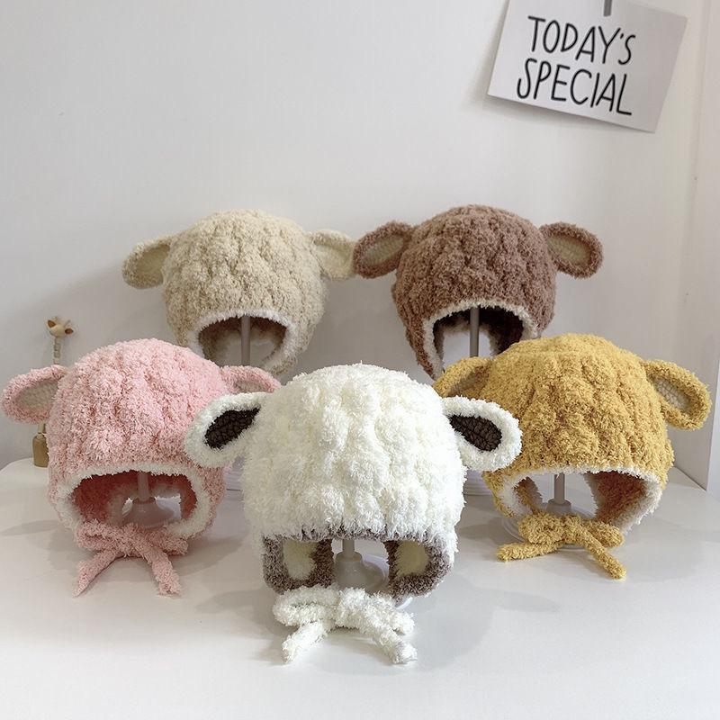 Baby Hat Winter Lamb Ear Headgear Male and Female Babies Warm Windproof Outdoor Lamb Fur Ear Cap Infants