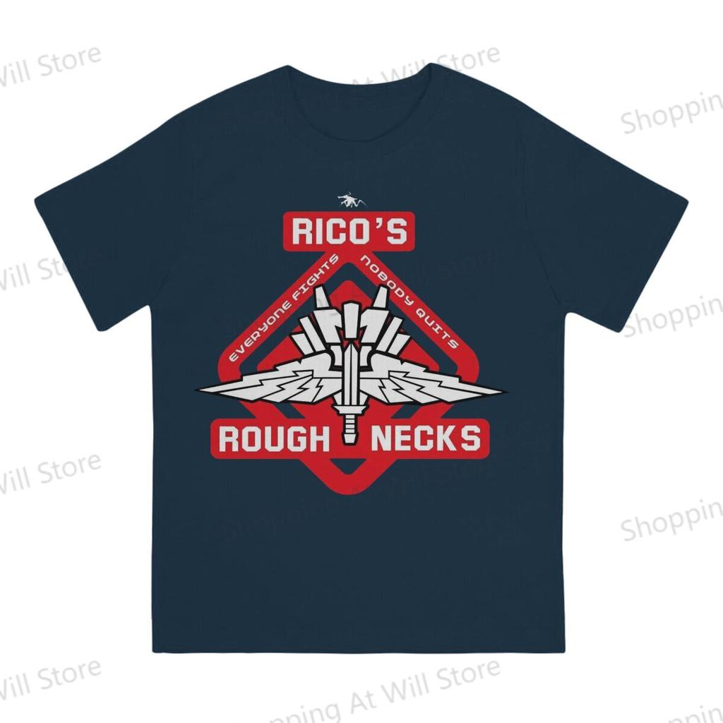 Starship Troopers Tops Cotton Leisure Sports Ricos Roughnecks Red Logo Unisexs and Womens Tshirts Tshirt Top