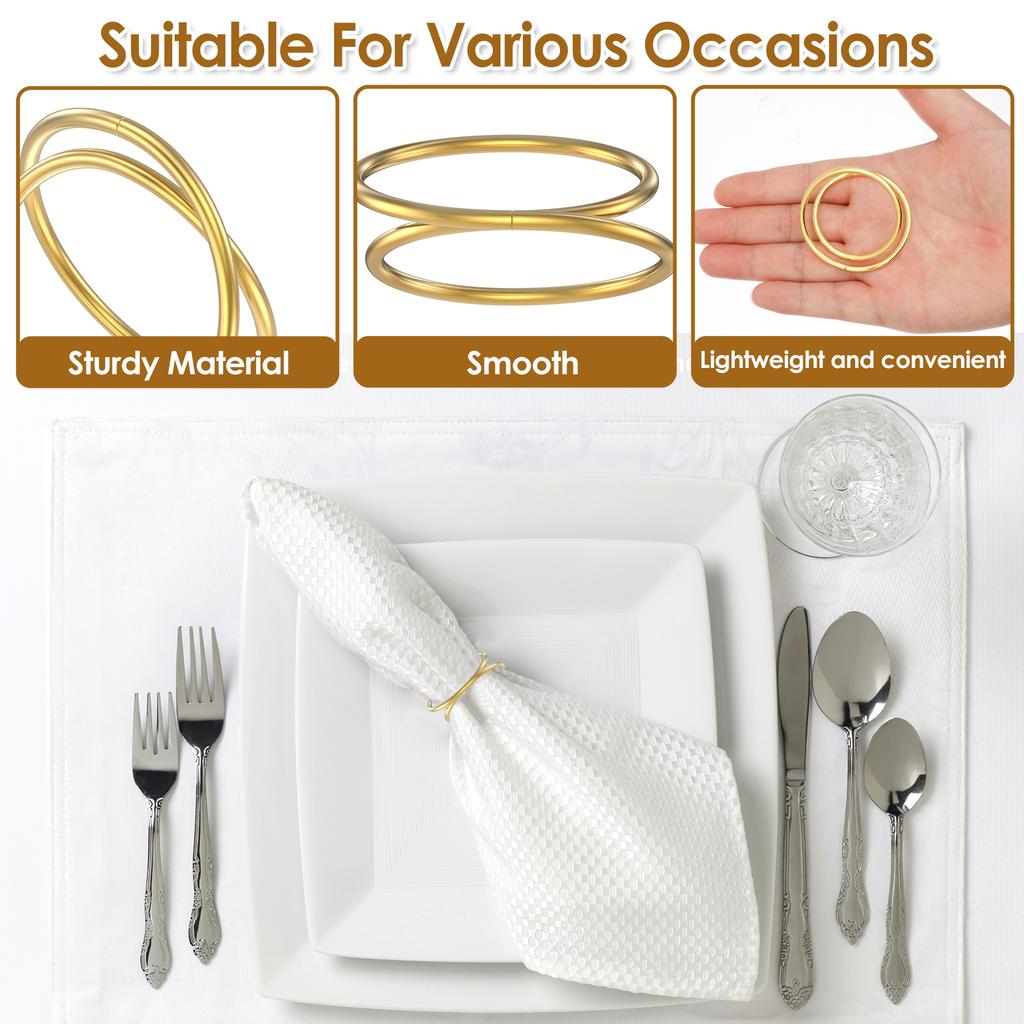 24Pcs Luxury Gold Napkin Ring Holder Decorative Dinner Table Serviette Buckle For Home Christmas Wedding Party Banquet Supplies