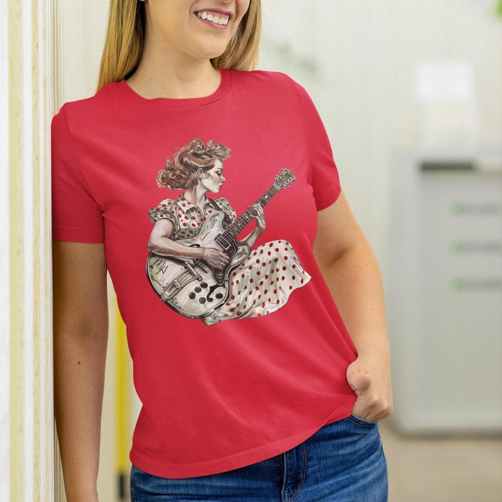 Girl Playing Guitar Rockabilly Shirt 2XL
