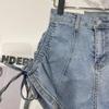 Rahat Skinny Moda ve Çok Yönlü Tasarım Anlayışı Denim Şort Kadın Yaz Yüksek Bel Lastikli Slim Düz İpli A Kesim Pantolon