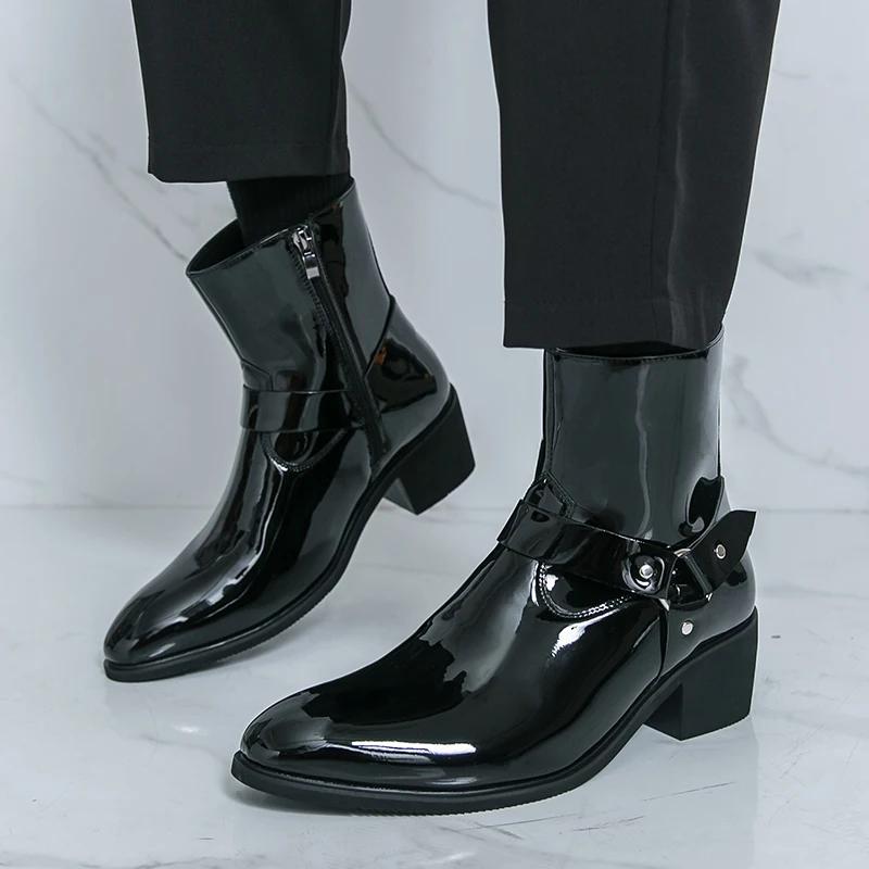 Klasické kožené pánské kotníkové boty Módní pánské boty s vysokým svrškem Nové outdoorové turistické boty Pohodlné pánské ležérní boty Motocyklové boty