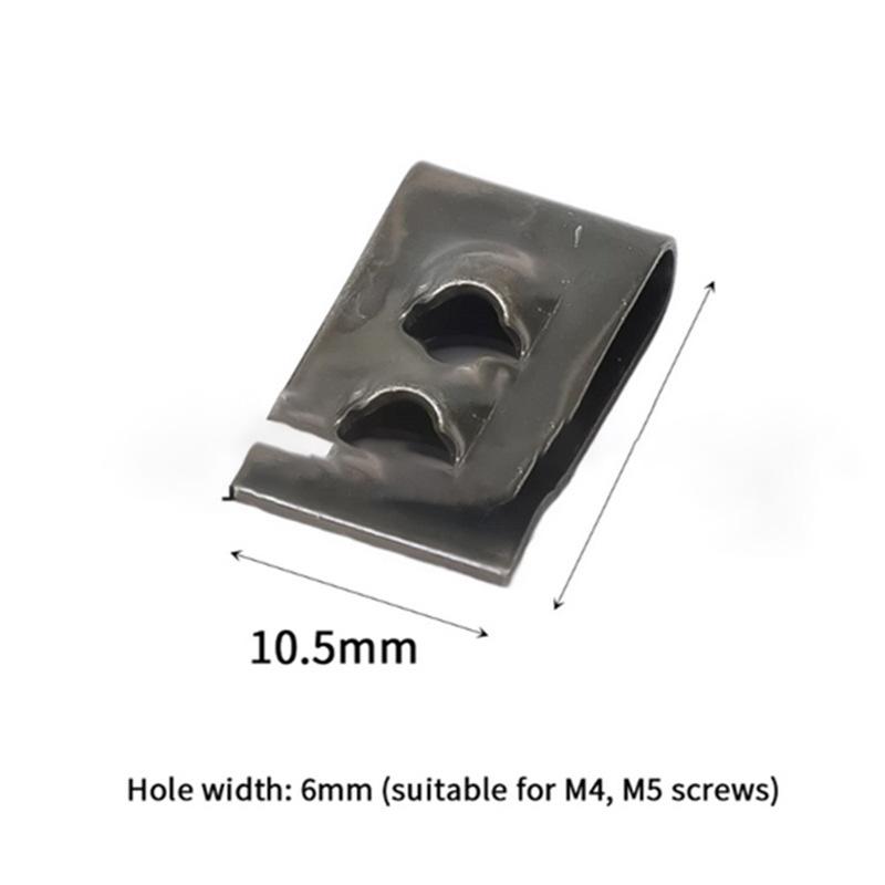 40pcs Spring U-Type Metal Clips Rivets Block Square Nuts Self Tapping Screw Hole Interior Door Trim Panels Clips Metal Rivets