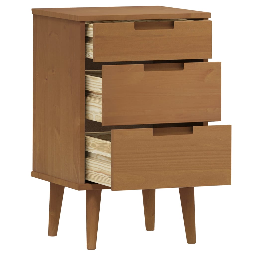 Nightstand MOLDE Brown 40x35x65 cm Solid Pine Wood