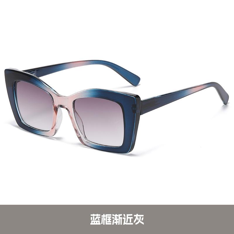 Fashion Large Frame Reading Glasses Progressive Reading Mirror Pc Spring Foot High Definition Flat Mirror Flat light (0.00)