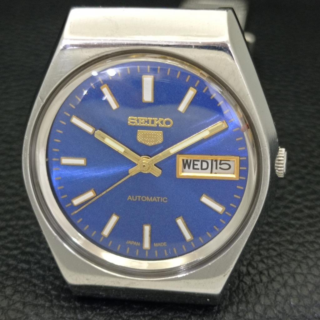 Seiko 5 AUTOMATIC JAPAN 6309A MENS VINTAGE BLUE COLOR DIAL WATCH A702629-1 R209-a702629