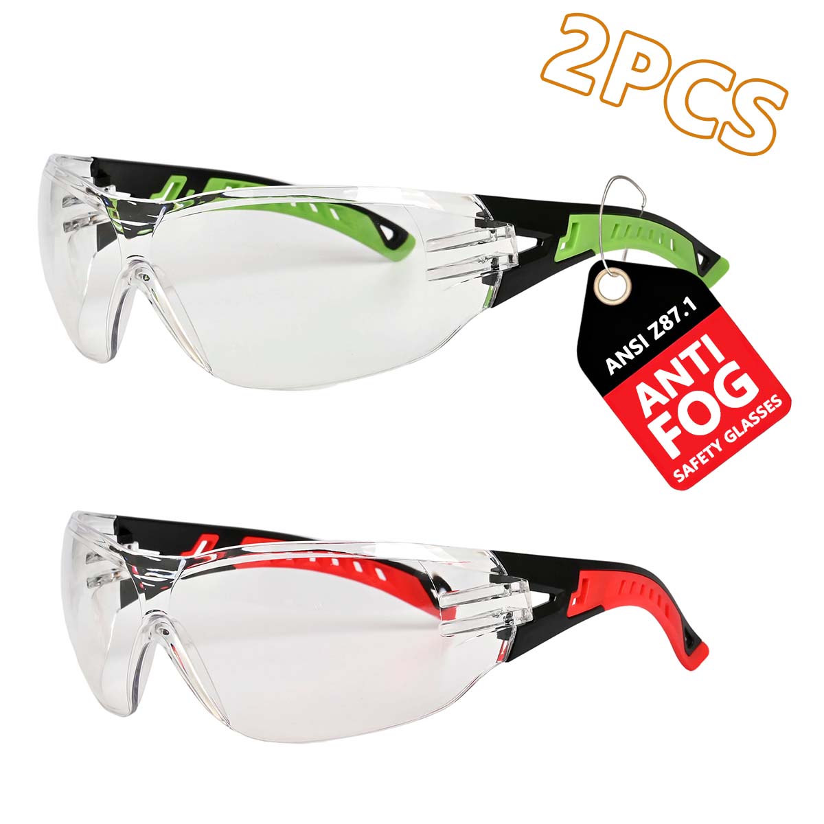 HM11 Safety Glasses Anti Fog UV400 Lightweight Rubber Temple Goggles,Eye Protection Glasses for Men & Women