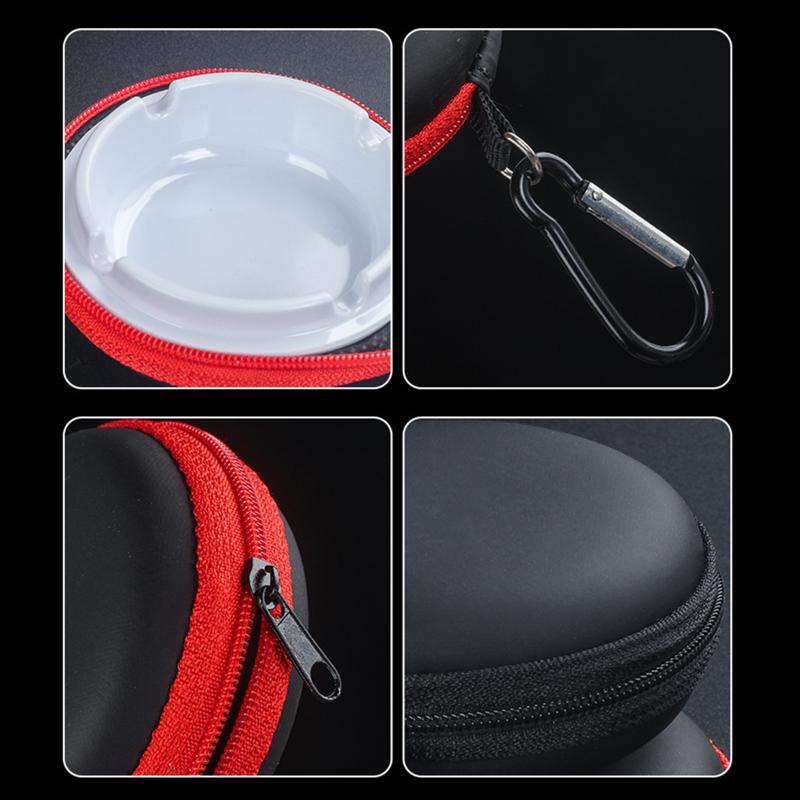 Lightweight Eva Portable Ashtray With Keychain Anti-Smog Ashtray With Outer Bag Cover Car Travel Ashtray