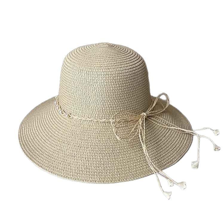 Simple and fashionable straw hat women's summer vacation beach hat outdoor big edge UV protection sunshade hat