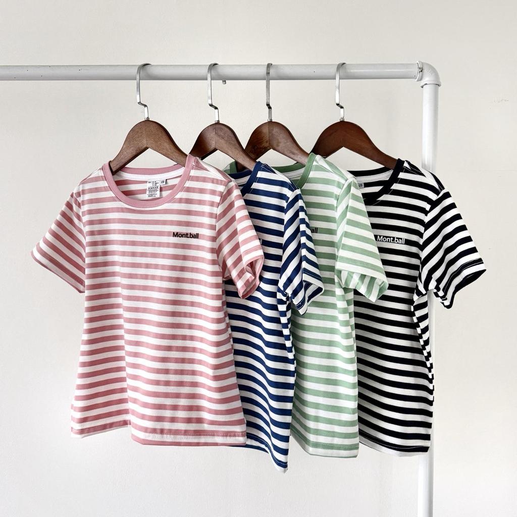 Children's Summer Striped Cotton T-Shirt - Short Sleeve, Breathable, Classic Round Neck