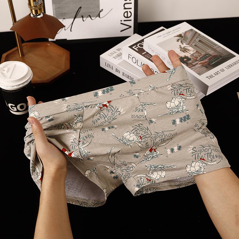 Men's Underwear Flat Pants Made of Pure Cotton Men's Printed Four Corners Shorts