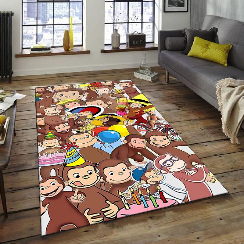 1pc Curious George Design Area Rug - Non-Slip, Soft & Cozy Floor Mat for Living Room, Bedroom, Office - Indoor/Outdoor Decorative Carpet