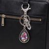 Natural Stone Crystals Teardrop Shape Photo Locket Keychain Featuring Diamonds Cut Designs for Sentimental Gifts