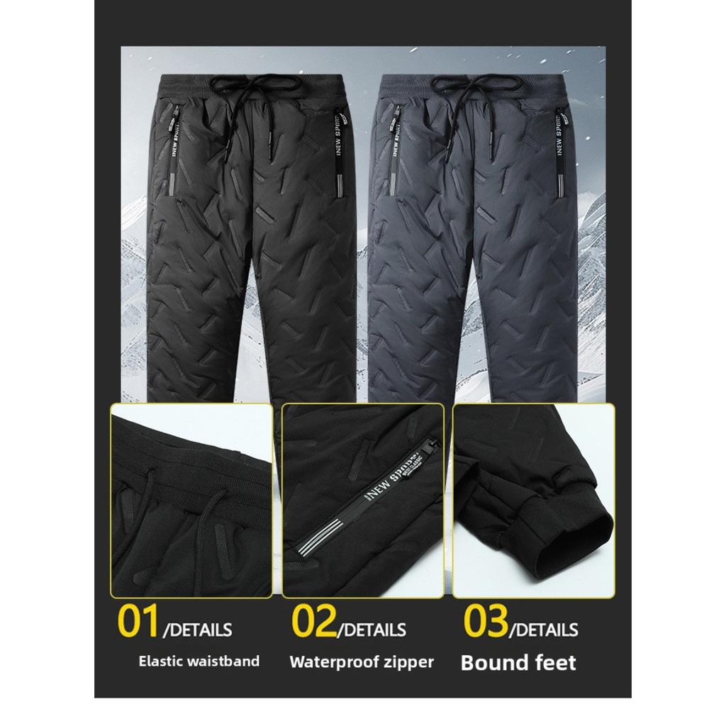 Nowa męska ciepła kurtka kamizelka ze skóry jagnięcej z ultradźwiękowymi spodniami bawełnianymi na jesień i zimę