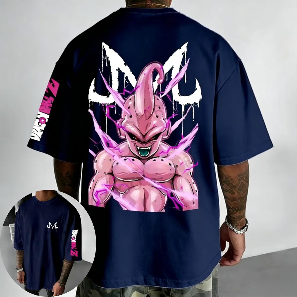 Dragon Ball Anime Cotton T-shirt 2026 Summer New Majin Buu Printed Men's Street Hip Hop Oversized Casual Short Sleeve Top
