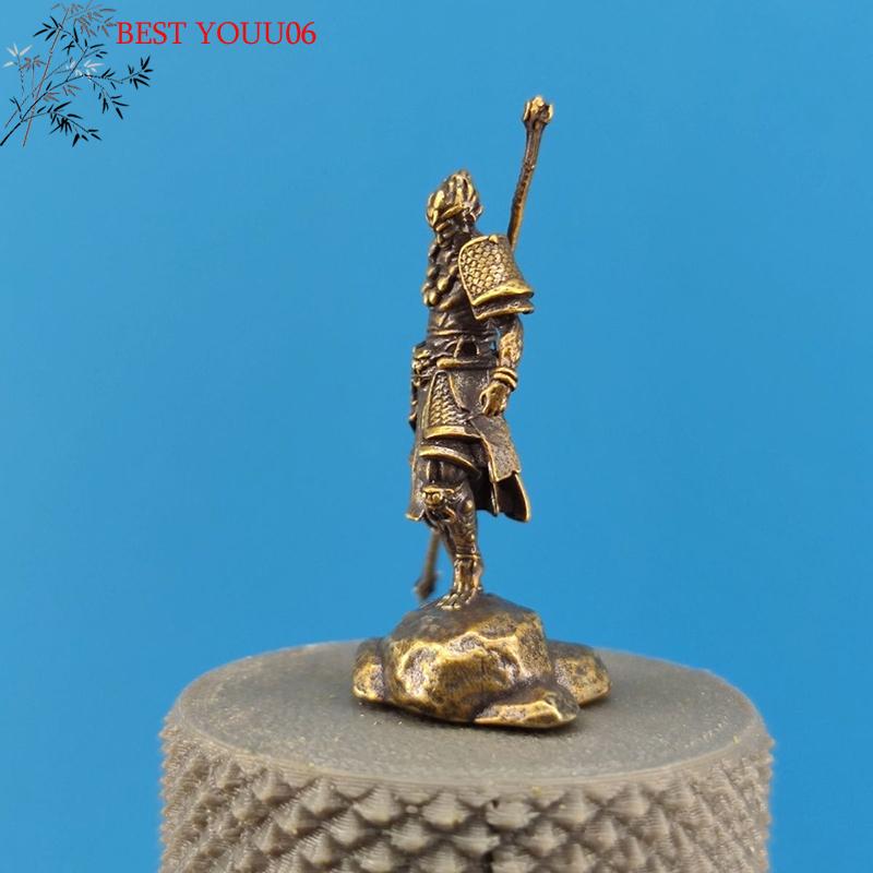 Hot Antique Monkey Sun Wukong Miniature Figurine Craft Mini Golden Cudgel Wu Kong Statue Model Desk Ornament Home Car Decor Craf