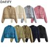 Women's Fashion Casual Solid Color Print Autumn Winter Long Sleeve Stand-Neck Jackets & Coats