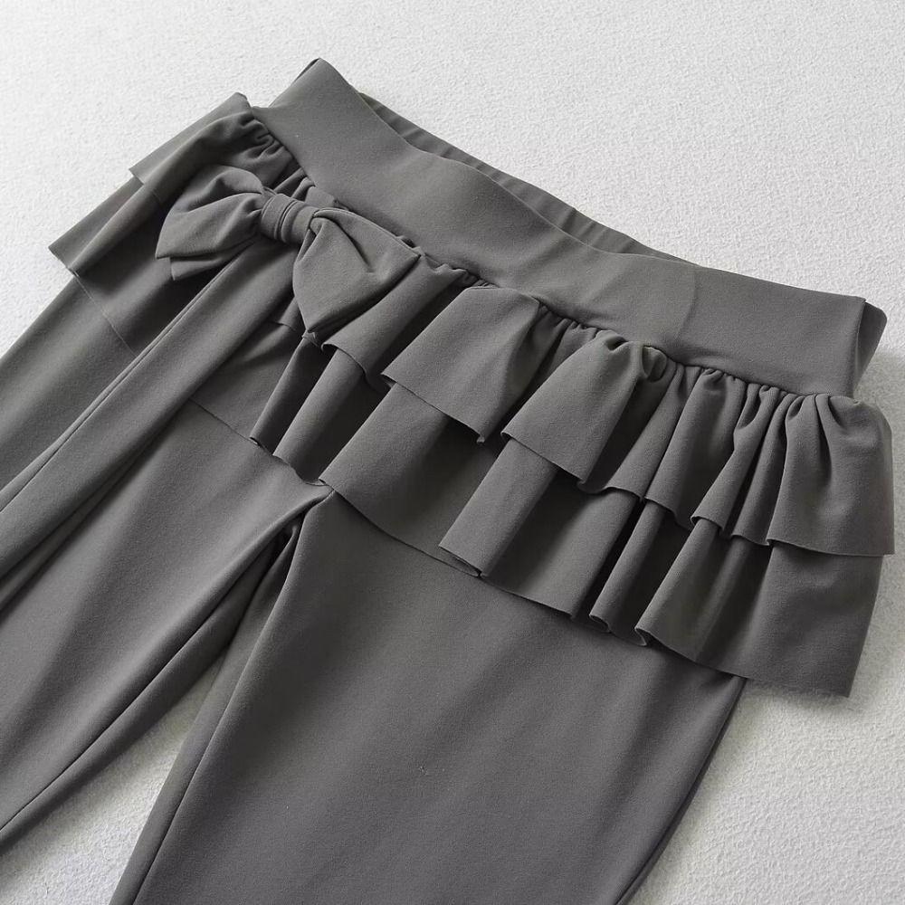 Low Waist Apron Skirt Flared Pants Ice Silk Bell-bottom Trousers Casual Pants for Women Ladies