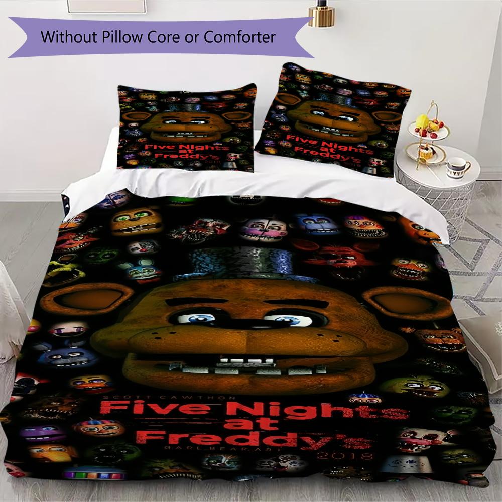 Five Creepy Nights Freddy'S Bedding Without Core 1 Duvet Cover 2 Pillowcase Without Core Soft And Comfortable Christmas Birthday Gift