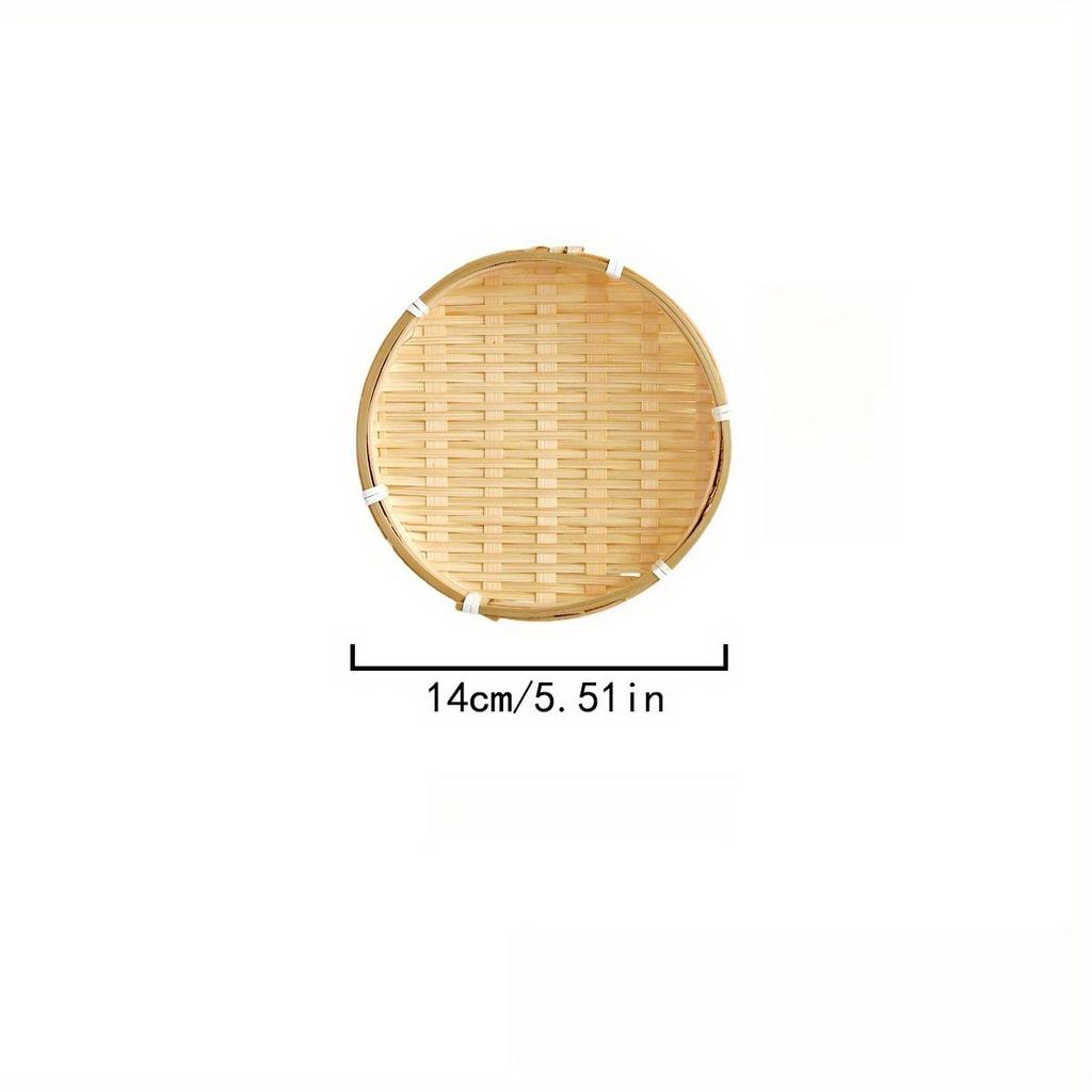 1Pc Mini Handmade Bamboo Round Dustpan Small Dessert Tray Candy Snacks Melon Seed Tray for Outdoor Patio Garden Picnic Home Kitchen Restaurant