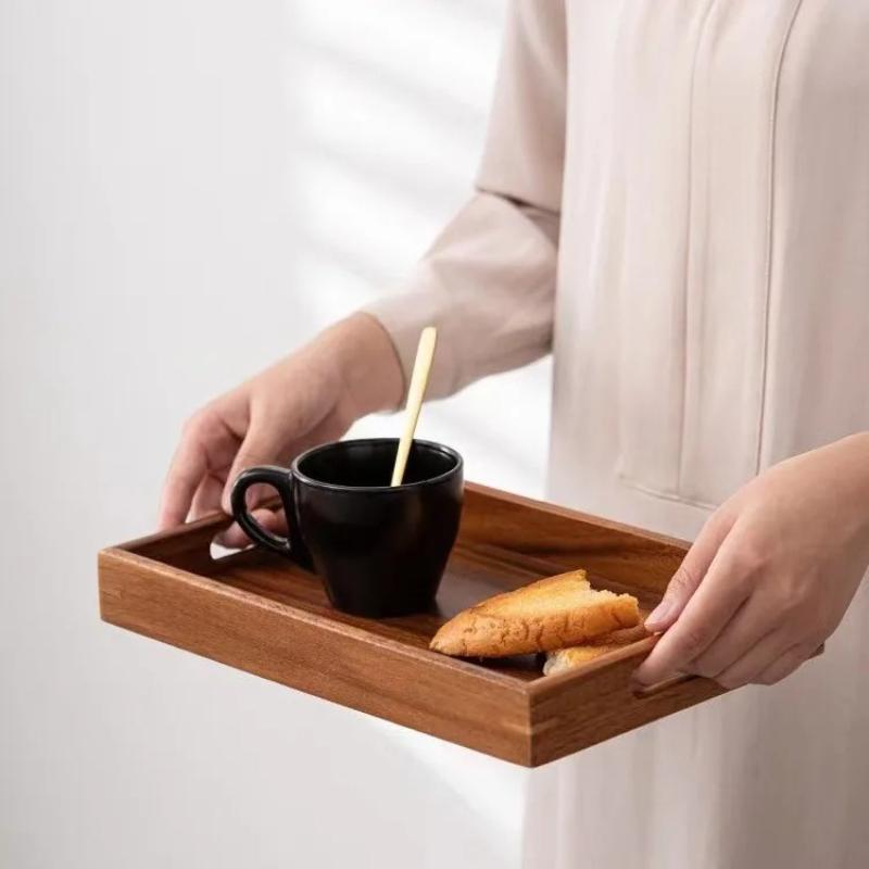 South American Walnut Wood Tray Rectangular Tray Tea Tray Household Tea Cup Storage Dessert Tray Restaurant Hotel Kitchen Decors