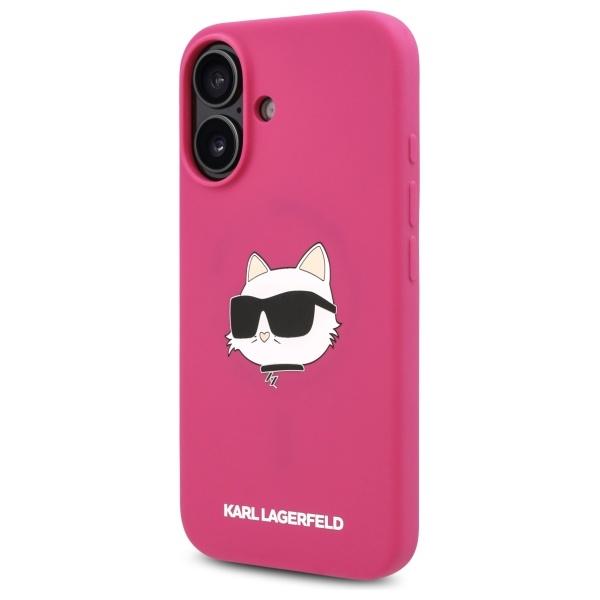 Karl Lagerfeld Klhmp16Sschpplf Iphone16 6.1 Fuksja/Fuschia Hardcase Silicone Choupette Head Print Magsafe