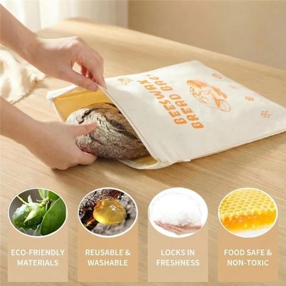 1pc Beeswax Coated Beeswax Bread Bags Organic Linen Food Storage Bags Sourdough Bread Bags Homemade