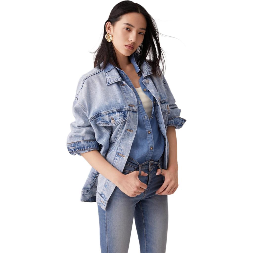 Levis Loose Fit Printed Comfortable Casual Denim Jacket Women jackets Light-Blue 001C4-0001