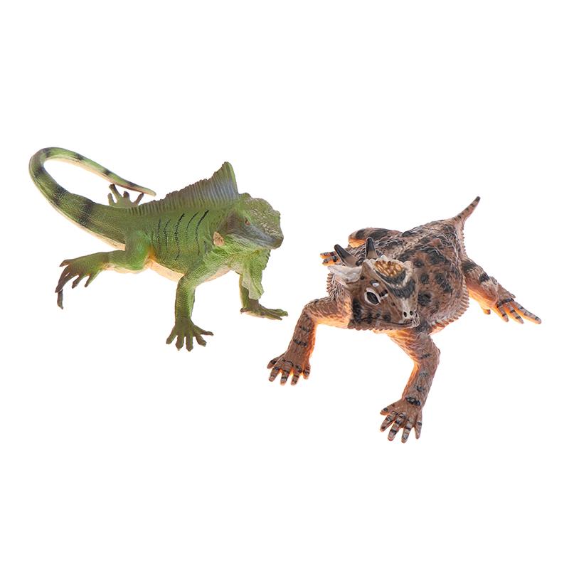 Horned Lizard Green Iguana Figurine Desktop Ornaments Action Figures Wildlife Educational Toy For Boys Girls