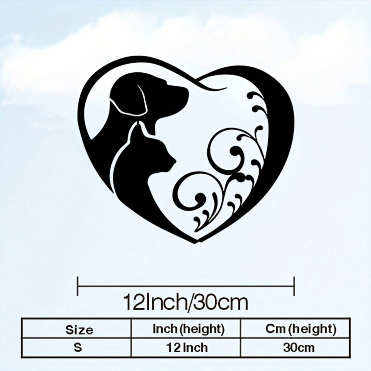 

Pet Heart Shape Metal Wall Art Black Silhouette Dog Cat Lover Gift Indoor Outdoor Decor різнокольоровий