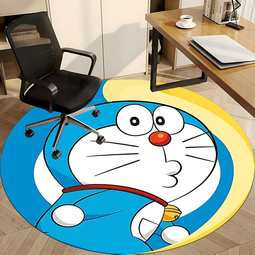 1pcDoraemon Bot Office Round Area Rug, Indoor Mat Suitable For Office, Under Office Chairs Bedroom Living Room Home Decor, Room Deco