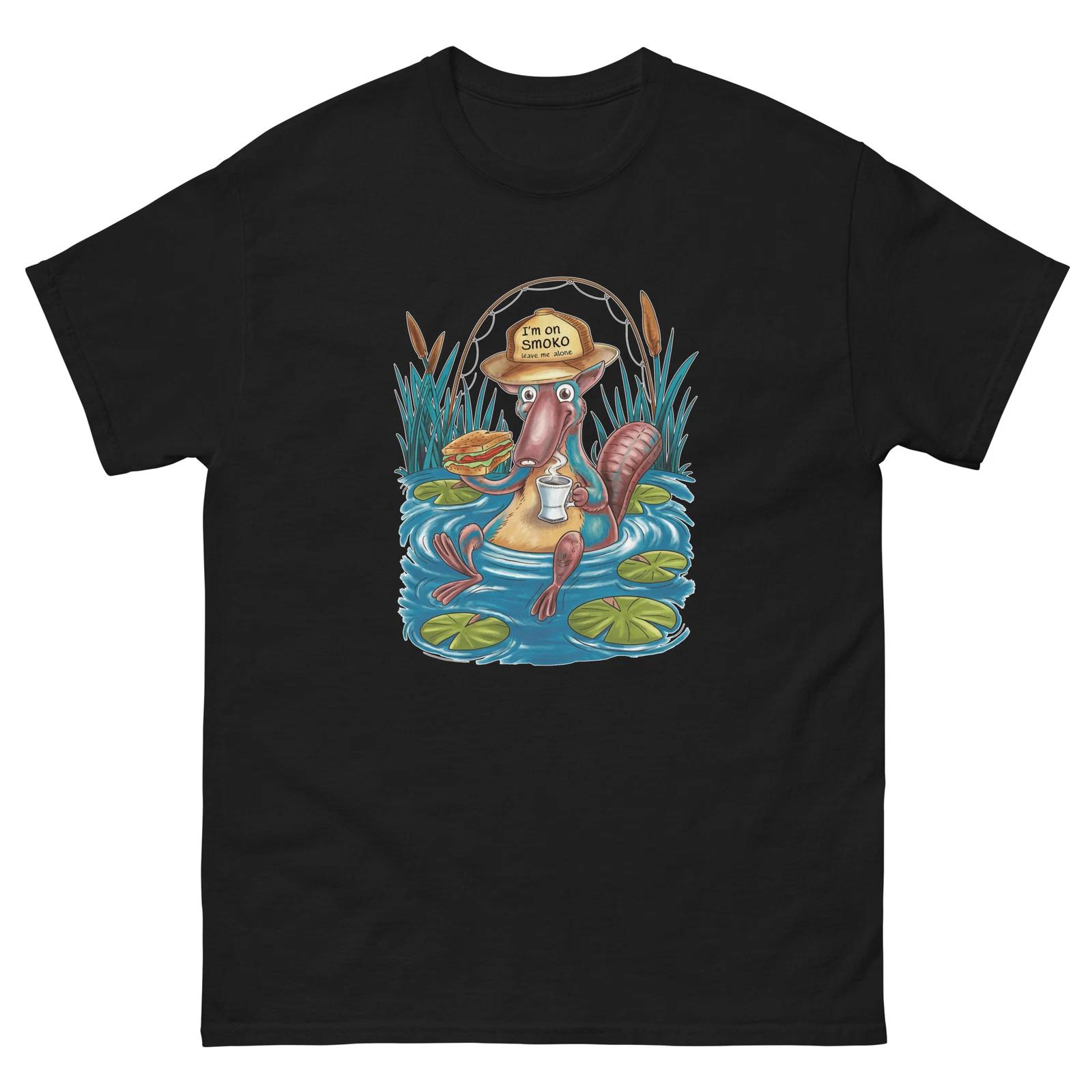 

I m On Smoko Platypus Drinking Coffee Fun T-Shirt L