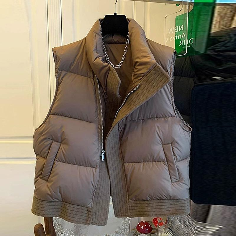 Irregular design down vest women's 2024 autumn and winter fashion vest white duck down warm outer vest