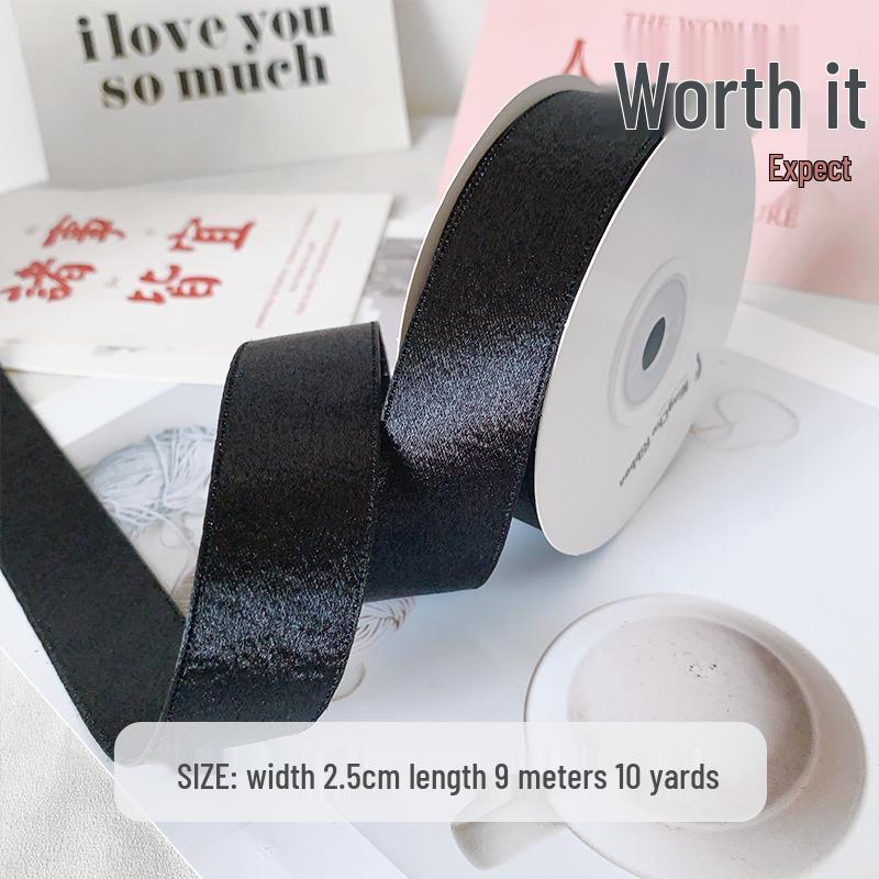 2.5cm Thick Bright Double-Sided Satin Ribbon for Gift Wrapping, Bouquet, Decoration, Baking, DIY, and Floristry.