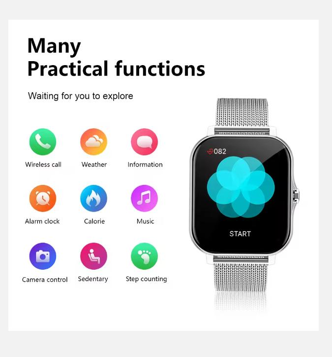 2025 Smartklocka trådlös samtal/uppringning Sportläge samtalsavisering och avvisning fitnessövervakning för iPhone/Andriod