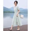 Women's Summer French V-Neck Cotton Midi Dress